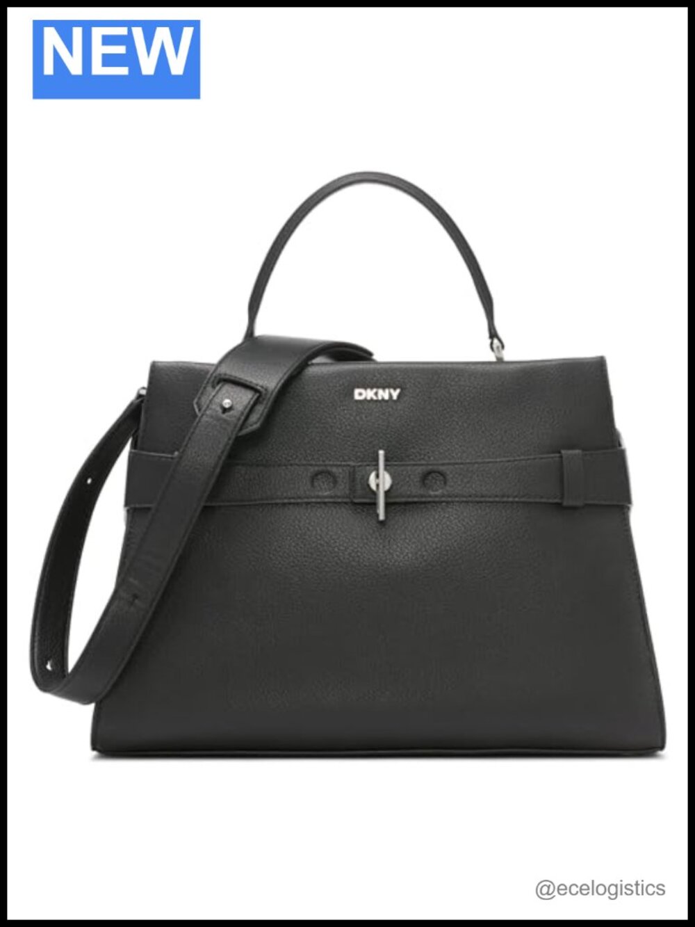 Large Satchel Handbag - Faux Leather Women's Purse with Snap Closure